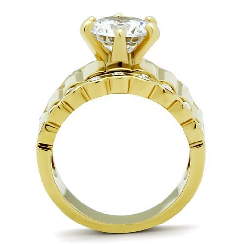 LOVCIA Ion Plated Gold Brass Ring with Clear AAA Grade CZ Stone - Buy stylish Rings for women - Shop latest Ring design - Trendy Rings - Unique fashion Rings - Find the perfect Ring