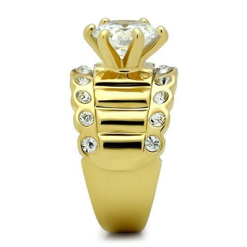 LOVCIA Ion Plated Gold Brass Ring with Clear AAA Grade CZ Stone - Buy stylish Rings for women - Shop latest Ring design - Trendy Rings - Unique fashion Rings - Find the perfect Ring