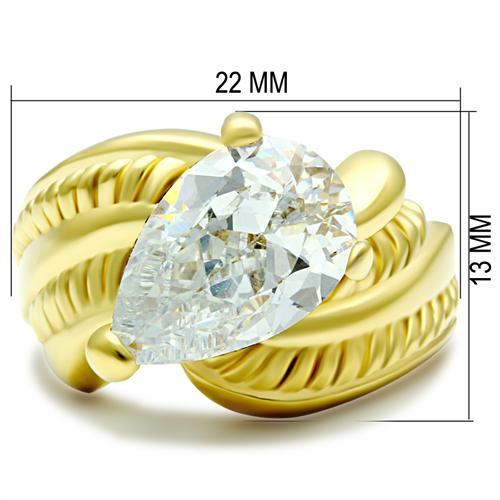 LOVCIA Ion Plated Gold Brass Ring with Clear AAA Grade CZ Center Stone - Buy stylish Rings for women - Shop latest Ring design - Trendy Rings - Unique fashion Rings - Find the perfect Ring