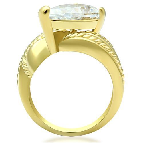 LOVCIA Ion Plated Gold Brass Ring with Clear AAA Grade CZ Center Stone - Buy stylish Rings for women - Shop latest Ring design - Trendy Rings - Unique fashion Rings - Find the perfect Ring