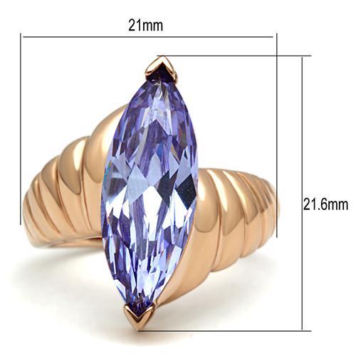 LOVCIA Rose Gold Ion Plated Brass Ring with Light Amethyst AAA CZ Stone - Buy stylish Rings for women - Shop latest Ring design - Trendy Rings - Unique fashion Rings - Find the perfect Ring