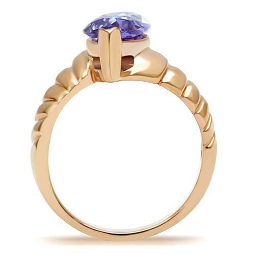 LOVCIA Rose Gold Ion Plated Brass Ring with Light Amethyst AAA CZ Stone - Buy stylish Rings for women - Shop latest Ring design - Trendy Rings - Unique fashion Rings - Find the perfect Ring