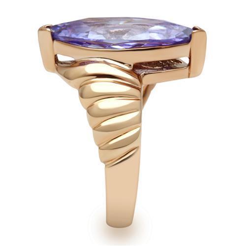 LOVCIA Rose Gold Ion Plated Brass Ring with Light Amethyst AAA CZ Stone - Buy stylish Rings for women - Shop latest Ring design - Trendy Rings - Unique fashion Rings - Find the perfect Ring