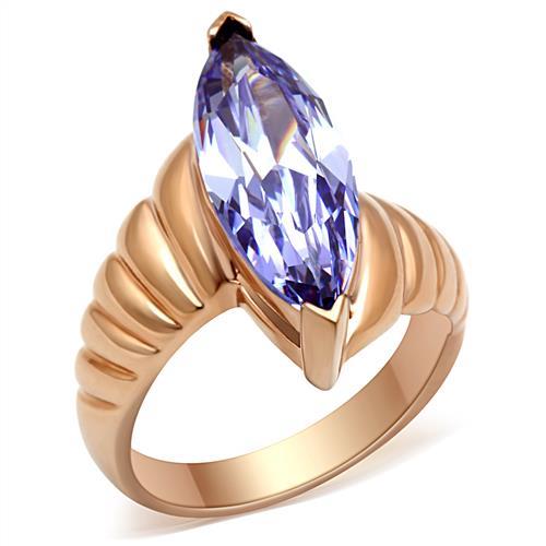 LOVCIA Rose Gold Ion Plated Brass Ring with Light Amethyst AAA CZ Stone - Buy stylish Rings for women - Shop latest Ring design - Trendy Rings - Unique fashion Rings - Find the perfect Ring