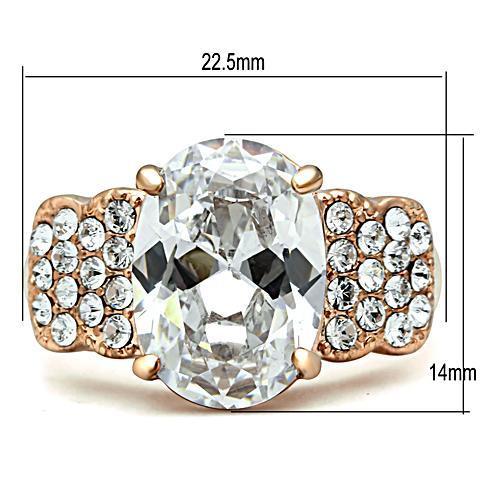 LOVCIA Rose Gold Ion-Plated Brass Ring with Clear AAA CZ Stone - Buy stylish Rings for women - Shop latest Ring design - Trendy Rings - Unique fashion Rings - Find the perfect Ring