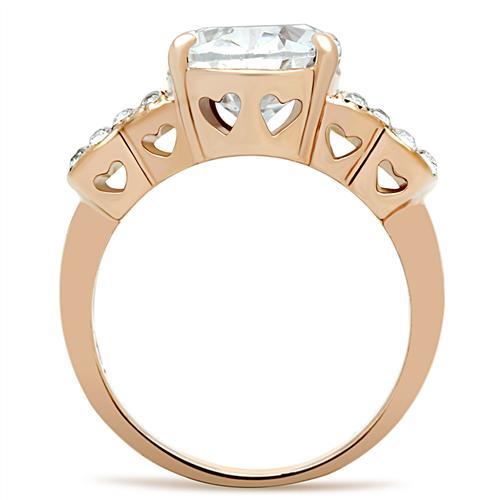 LOVCIA Rose Gold Ion-Plated Brass Ring with Clear AAA CZ Stone - Buy stylish Rings for women - Shop latest Ring design - Trendy Rings - Unique fashion Rings - Find the perfect Ring