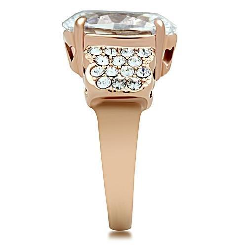 LOVCIA Rose Gold Ion-Plated Brass Ring with Clear AAA CZ Stone - Buy stylish Rings for women - Shop latest Ring design - Trendy Rings - Unique fashion Rings - Find the perfect Ring