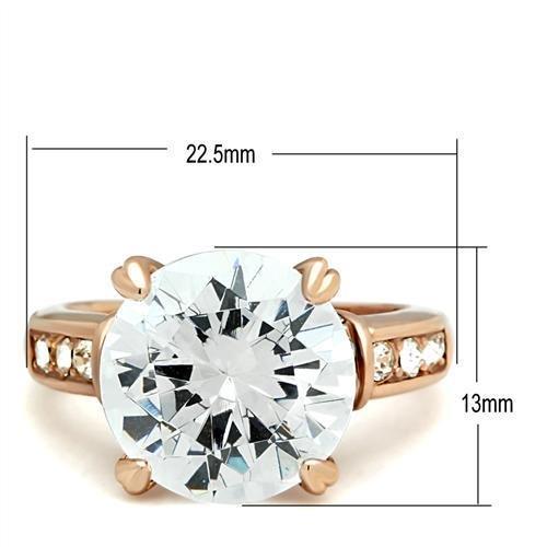 LOVCIA Rose Gold Ion-Plated Brass Ring with Clear AAA CZ Stone - Buy stylish Rings for women - Shop latest Ring design - Trendy Rings - Unique fashion Rings - Find the perfect Ring