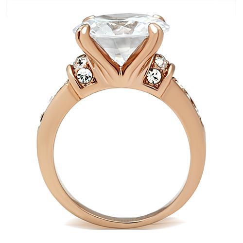 LOVCIA Rose Gold Ion-Plated Brass Ring with Clear AAA CZ Stone - Buy stylish Rings for women - Shop latest Ring design - Trendy Rings - Unique fashion Rings - Find the perfect Ring