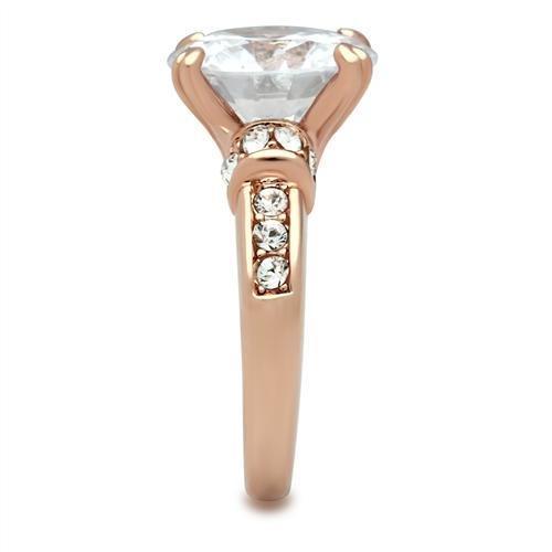 LOVCIA Rose Gold Ion-Plated Brass Ring with Clear AAA CZ Stone - Buy stylish Rings for women - Shop latest Ring design - Trendy Rings - Unique fashion Rings - Find the perfect Ring