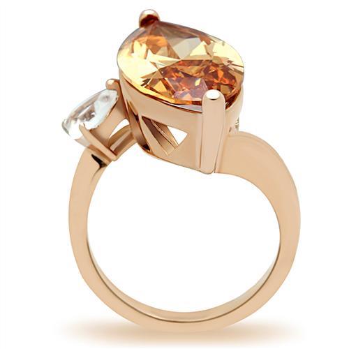 LOVCIA Champagne CZ Brass Ring with IP Rose Gold Finish - Buy stylish Rings for women - Shop latest Ring design - Trendy Rings - Unique fashion Rings - Find the perfect Ring