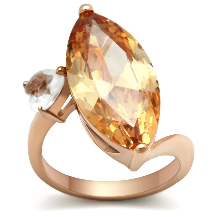 LOVCIA Champagne CZ Brass Ring with IP Rose Gold Finish - Buy stylish Rings for women - Shop latest Ring design - Trendy Rings - Unique fashion Rings - Find the perfect Ring