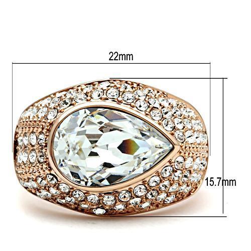 LOVCIA Rose Gold Ion Plated Brass Ring with Clear Top Grade Crystal - Buy stylish Rings for women - Shop latest Ring design - Trendy Rings - Unique fashion Rings - Find the perfect Ring