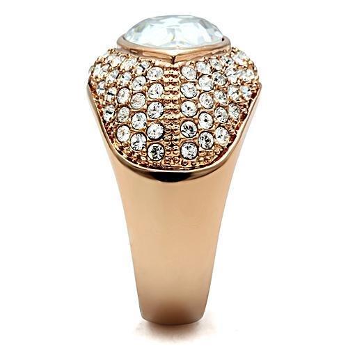 LOVCIA Rose Gold Ion Plated Brass Ring with Clear Top Grade Crystal - Buy stylish Rings for women - Shop latest Ring design - Trendy Rings - Unique fashion Rings - Find the perfect Ring