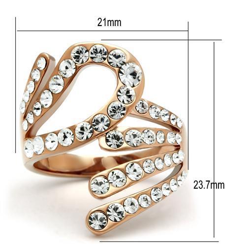 LOVCIA Rose Gold Ion Plated Brass Ring with Clear Top Grade Crystal - Buy stylish Rings for women - Shop latest Ring design - Trendy Rings - Unique fashion Rings - Find the perfect Ring