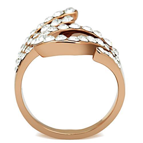 LOVCIA Rose Gold Ion Plated Brass Ring with Clear Top Grade Crystal - Buy stylish Rings for women - Shop latest Ring design - Trendy Rings - Unique fashion Rings - Find the perfect Ring