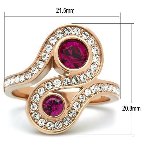 LOVCIA Fuchsia Crystal Brass Ring with Ion Plated Rose Gold Finish - Buy stylish Rings for women - Shop latest Ring design - Trendy Rings - Unique fashion Rings - Find the perfect Ring