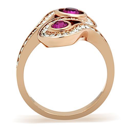 LOVCIA Fuchsia Crystal Brass Ring with Ion Plated Rose Gold Finish - Buy stylish Rings for women - Shop latest Ring design - Trendy Rings - Unique fashion Rings - Find the perfect Ring