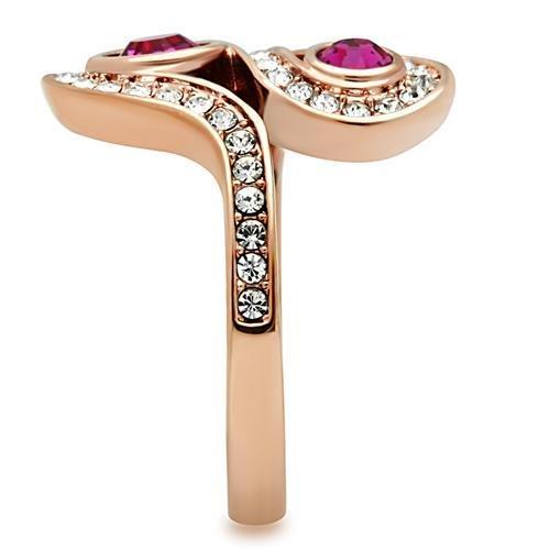 LOVCIA Fuchsia Crystal Brass Ring with Ion Plated Rose Gold Finish - Buy stylish Rings for women - Shop latest Ring design - Trendy Rings - Unique fashion Rings - Find the perfect Ring