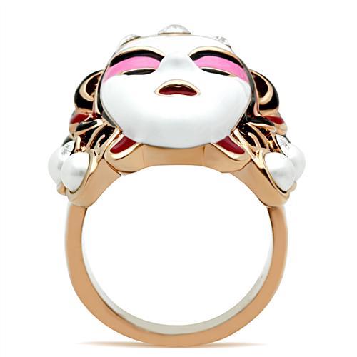 LOVCIA Rose Gold Ion Plated Brass Ring with Clear Top Grade Crystal - Buy stylish Rings for women - Shop latest Ring design - Trendy Rings - Unique fashion Rings - Find the perfect Ring