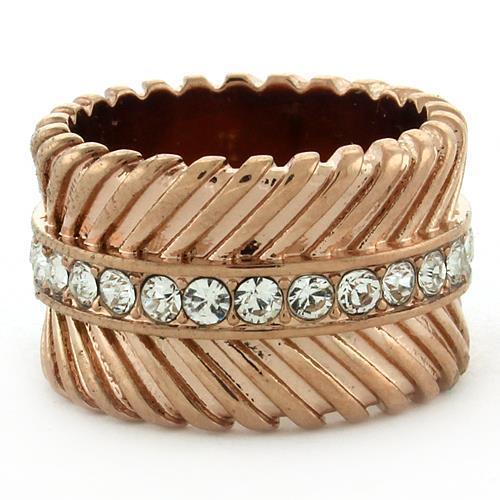 LOVCIA Rose Gold Ion Plated Brass Ring with Clear Top Grade Crystal - Buy stylish Rings for women - Shop latest Ring design - Trendy Rings - Unique fashion Rings - Find the perfect Ring