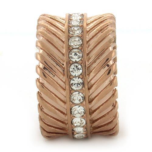 LOVCIA Rose Gold Ion Plated Brass Ring with Clear Top Grade Crystal - Buy stylish Rings for women - Shop latest Ring design - Trendy Rings - Unique fashion Rings - Find the perfect Ring