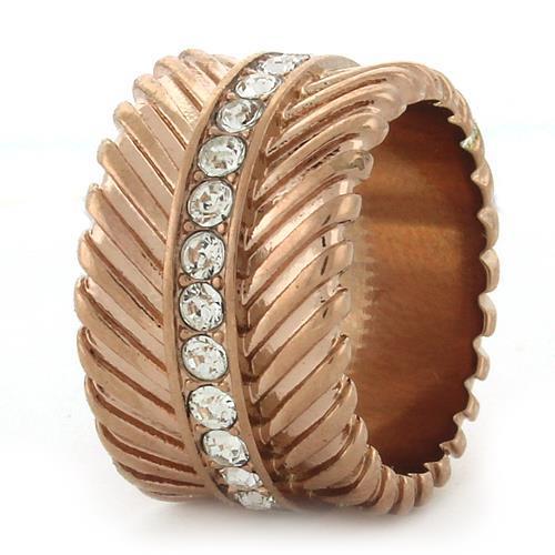 LOVCIA Rose Gold Ion Plated Brass Ring with Clear Top Grade Crystal - Buy stylish Rings for women - Shop latest Ring design - Trendy Rings - Unique fashion Rings - Find the perfect Ring