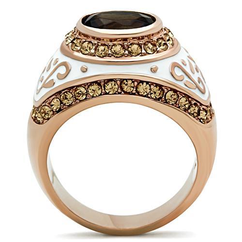 LOVCIA Rose Gold Ion Plated Brass Ring with Brown Synthetic Glass Stone - Buy stylish Rings for women - Shop latest Ring design - Trendy Rings - Unique fashion Rings - Find the perfect Ring