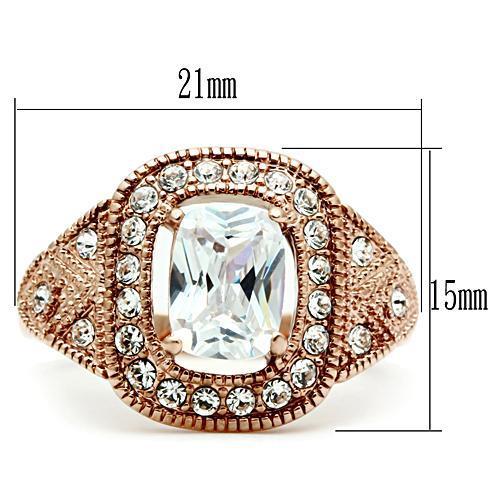 LOVCIA Ion Plated Rose Gold Brass Ring with AAA Clear CZ Stone - Buy stylish Rings for women - Shop latest Ring design - Trendy Rings - Unique fashion Rings - Find the perfect Ring