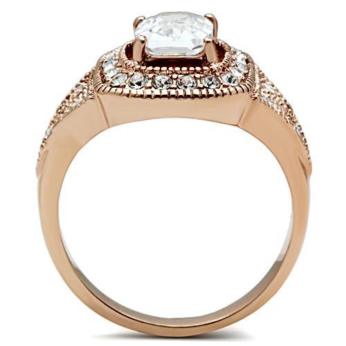 LOVCIA Ion Plated Rose Gold Brass Ring with AAA Clear CZ Stone - Buy stylish Rings for women - Shop latest Ring design - Trendy Rings - Unique fashion Rings - Find the perfect Ring