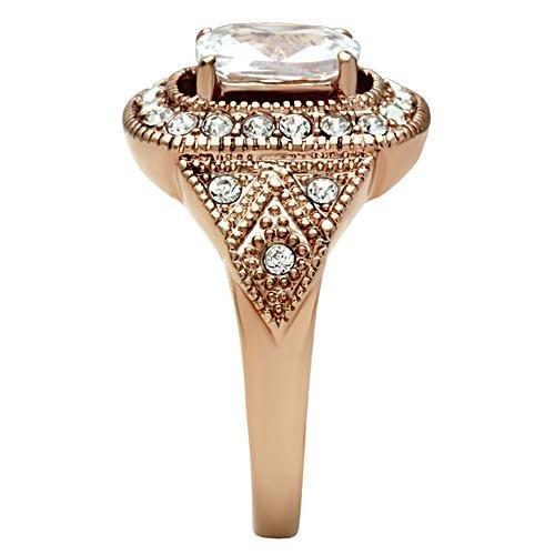 LOVCIA Ion Plated Rose Gold Brass Ring with AAA Clear CZ Stone - Buy stylish Rings for women - Shop latest Ring design - Trendy Rings - Unique fashion Rings - Find the perfect Ring