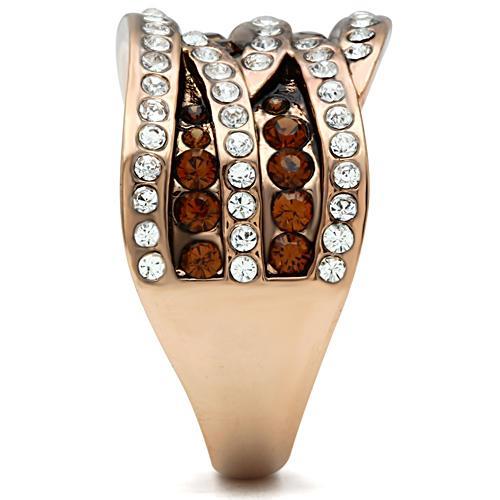 LOVCIA Rose Gold Ion Plated Brass Ring with Smoked Quartz Crystal - Buy stylish Rings for women - Shop latest Ring design - Trendy Rings - Unique fashion Rings - Find the perfect Ring