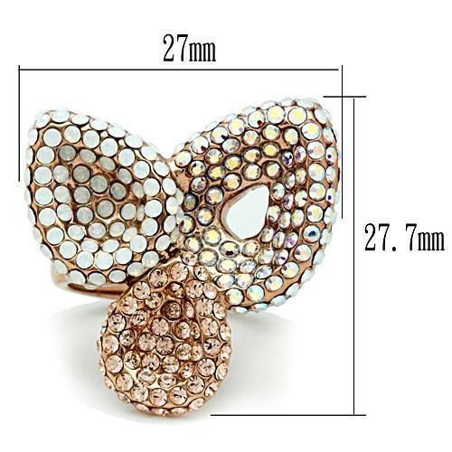 LOVCIA Rose Gold Ion Plated Brass Ring with Multicolor Top Grade Crystal - Buy stylish Rings for women - Shop latest Ring design - Trendy Rings - Unique fashion Rings - Find the perfect Ring