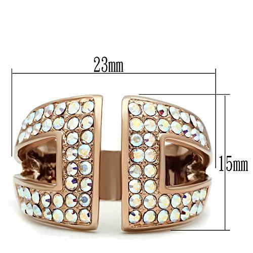 LOVCIA Aurora Borealis Crystal Brass Ring with Ion Plated Rose Gold Finish - Buy stylish Rings for women - Shop latest Ring design - Trendy Rings - Unique fashion Rings - Find the perfect Ring