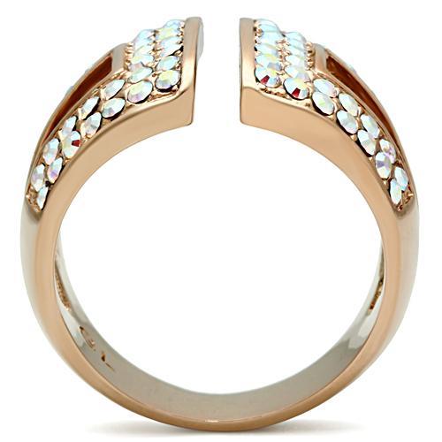 LOVCIA Aurora Borealis Crystal Brass Ring with Ion Plated Rose Gold Finish - Buy stylish Rings for women - Shop latest Ring design - Trendy Rings - Unique fashion Rings - Find the perfect Ring