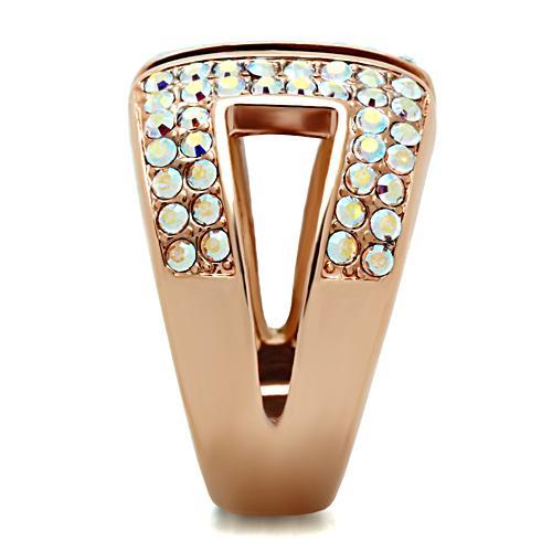 LOVCIA Aurora Borealis Crystal Brass Ring with Ion Plated Rose Gold Finish - Buy stylish Rings for women - Shop latest Ring design - Trendy Rings - Unique fashion Rings - Find the perfect Ring