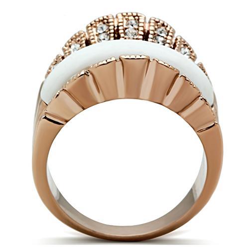 LOVCIA Rose Gold Ion Plated Brass Ring with White Agate Stone - Buy stylish Rings for women - Shop latest Ring design - Trendy Rings - Unique fashion Rings - Find the perfect Ring