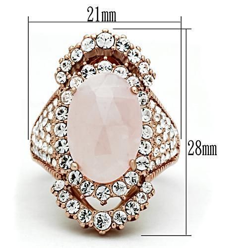 LOVCIA Rose Gold Ion Plated Brass Ring with Light Rose Pink Crystal Stone - Buy stylish Rings for women - Shop latest Ring design - Trendy Rings - Unique fashion Rings - Find the perfect Ring