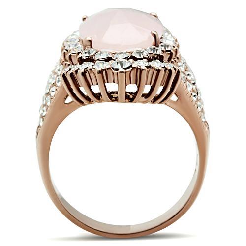 LOVCIA Rose Gold Ion Plated Brass Ring with Light Rose Pink Crystal Stone - Buy stylish Rings for women - Shop latest Ring design - Trendy Rings - Unique fashion Rings - Find the perfect Ring