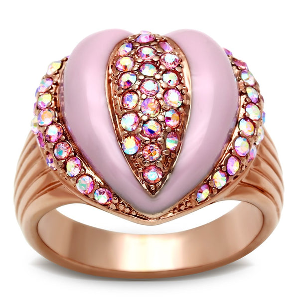 LOVCIA Rose Gold Ion-Plated Brass Ring with Light Rose Crystal - Buy stylish Rings for women - Shop latest Ring design - Trendy Rings - Unique fashion Rings - Find the perfect Ring