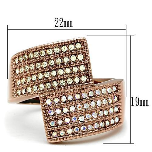 LOVCIA Rose Gold Ion Plated Brass Multi-Color Crystal Ring - Buy stylish Rings for women - Shop latest Ring design - Trendy Rings - Unique fashion Rings - Find the perfect Ring