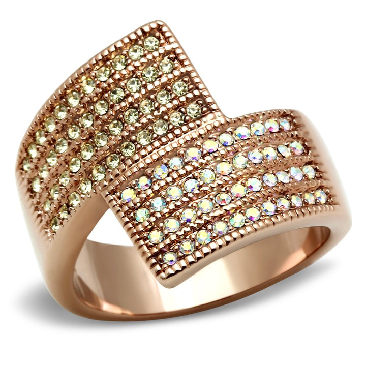 LOVCIA Rose Gold Ion Plated Brass Multi-Color Crystal Ring - Buy stylish Rings for women - Shop latest Ring design - Trendy Rings - Unique fashion Rings - Find the perfect Ring