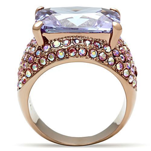 LOVCIA Rose Gold-Plated Brass Ring with AAA CZ in Light Amethyst - Buy stylish Rings for women - Shop latest Ring design - Trendy Rings - Unique fashion Rings - Find the perfect Ring