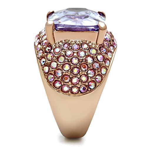 LOVCIA Rose Gold-Plated Brass Ring with AAA CZ in Light Amethyst - Buy stylish Rings for women - Shop latest Ring design - Trendy Rings - Unique fashion Rings - Find the perfect Ring