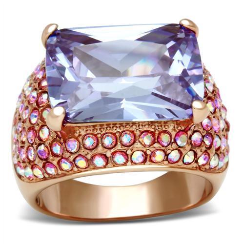 LOVCIA Rose Gold-Plated Brass Ring with AAA CZ in Light Amethyst - Buy stylish Rings for women - Shop latest Ring design - Trendy Rings - Unique fashion Rings - Find the perfect Ring