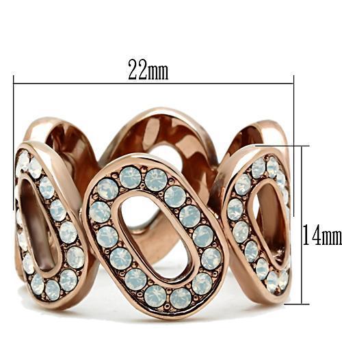 LOVCIA Rose Gold Ion-Plated Brass Ring with Aurora Borealis Top Grade Crystal - Buy stylish Rings for women - Shop latest Ring design - Trendy Rings - Unique fashion Rings - Find the perfect Ring