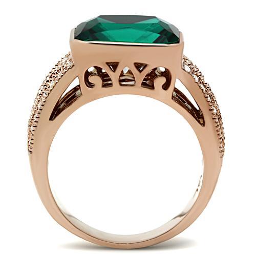 LOVCIA Rose Gold Ion-Plated Brass Ring with Blue Zircon Synthetic Glass Stone - Buy stylish Rings for women - Shop latest Ring design - Trendy Rings - Unique fashion Rings - Find the perfect Ring