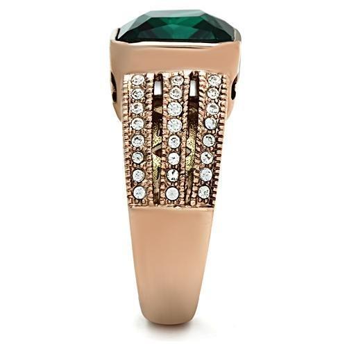 LOVCIA Rose Gold Ion-Plated Brass Ring with Blue Zircon Synthetic Glass Stone - Buy stylish Rings for women - Shop latest Ring design - Trendy Rings - Unique fashion Rings - Find the perfect Ring