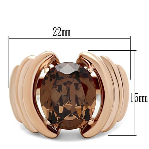 LOVCIA Rose Gold Ion Plated Brass Ring with Brown AAA CZ Stone - Buy stylish Rings for women - Shop latest Ring design - Trendy Rings - Unique fashion Rings - Find the perfect Ring