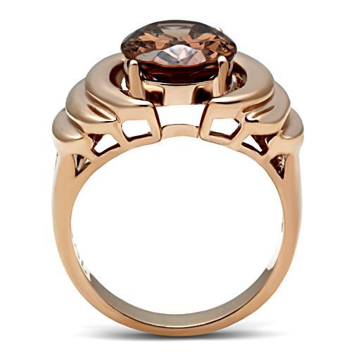 LOVCIA Rose Gold Ion Plated Brass Ring with Brown AAA CZ Stone - Buy stylish Rings for women - Shop latest Ring design - Trendy Rings - Unique fashion Rings - Find the perfect Ring